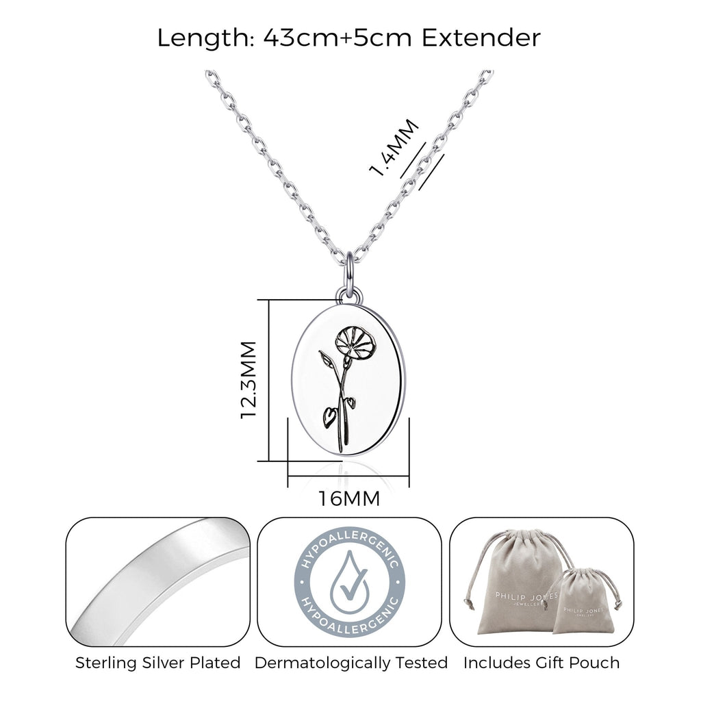 September Birth Flower Morning Glory Necklace with Card