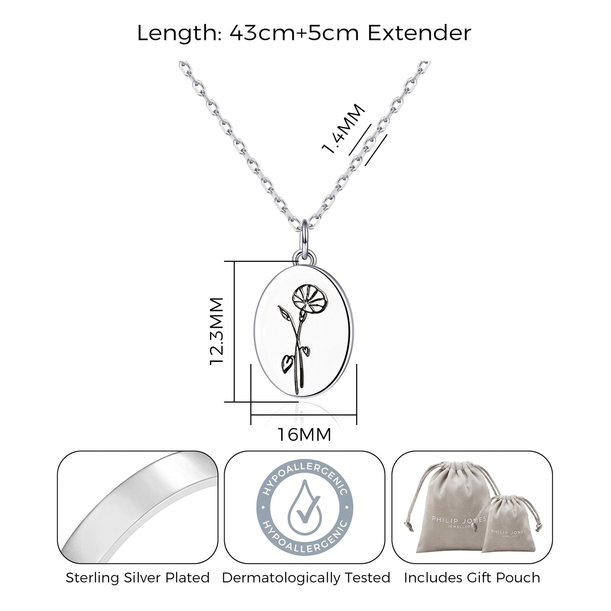 September Birth Flower Morning Glory Necklace with Card