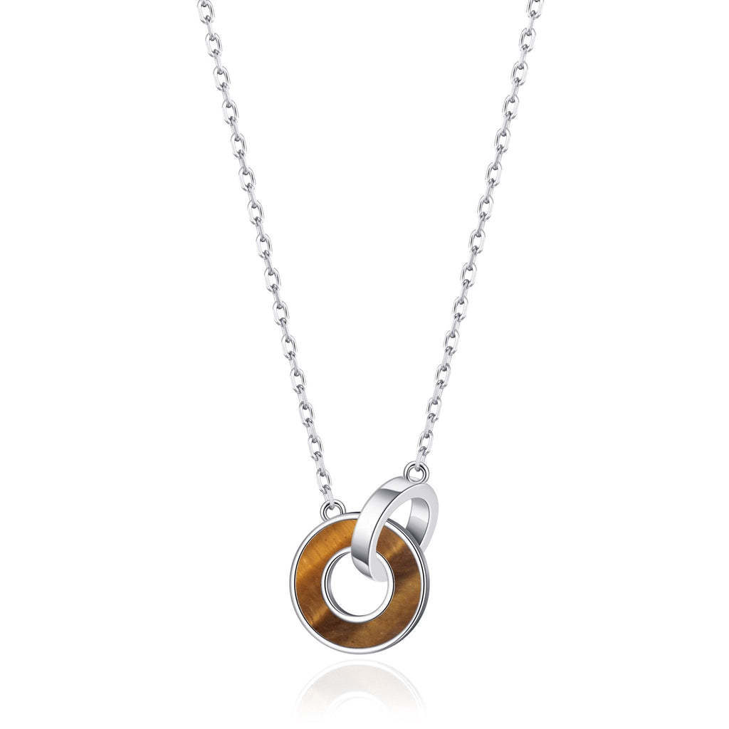 Tigers Eye Gemstone Circle Link Necklace