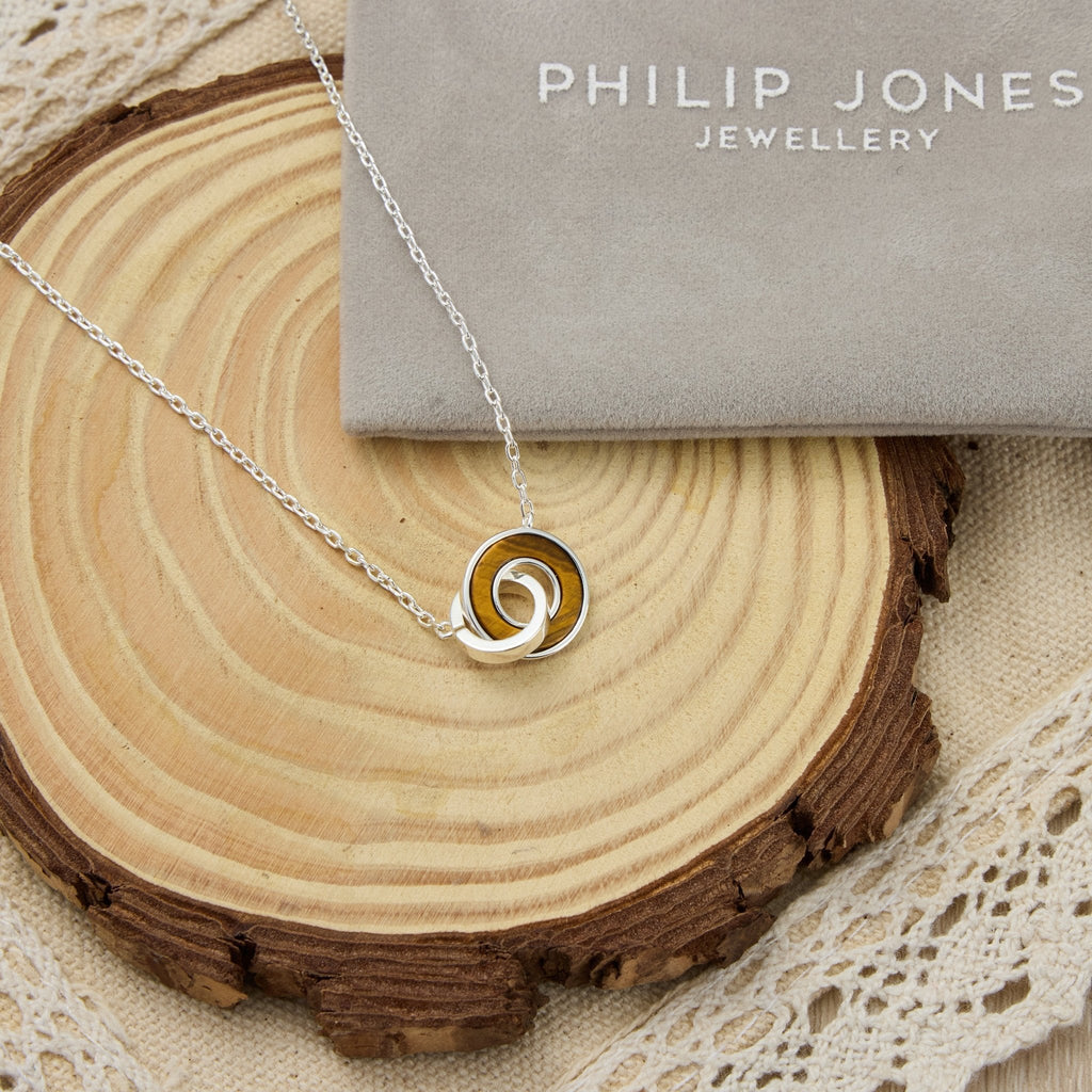 Tigers Eye Gemstone Circle Link Necklace